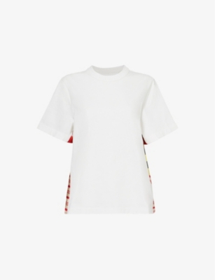 BOTTEGA VENETA: Round-neck contrast-panel cotton-jersey T-shirt