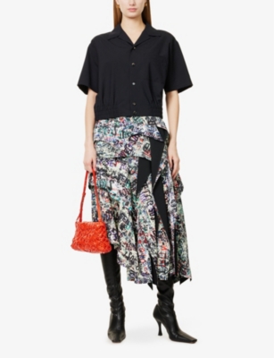 Bottega Veneta Fine Wool Crop Shirt In Midnight Blue
