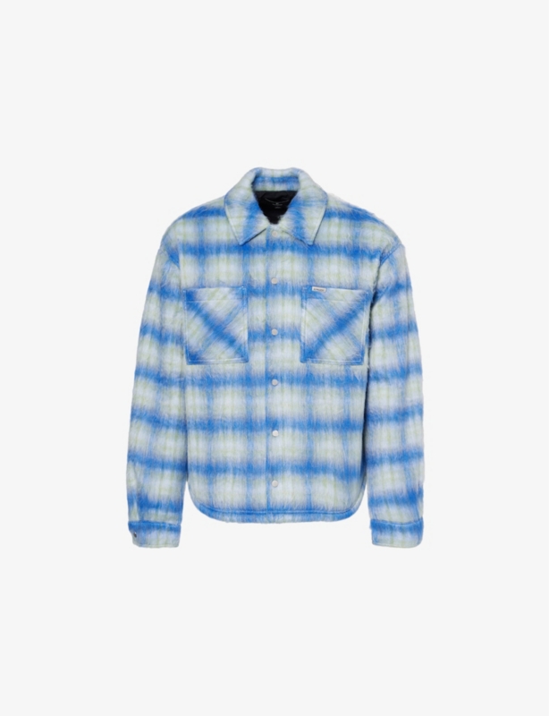 Check-pattern hairy woven jacket