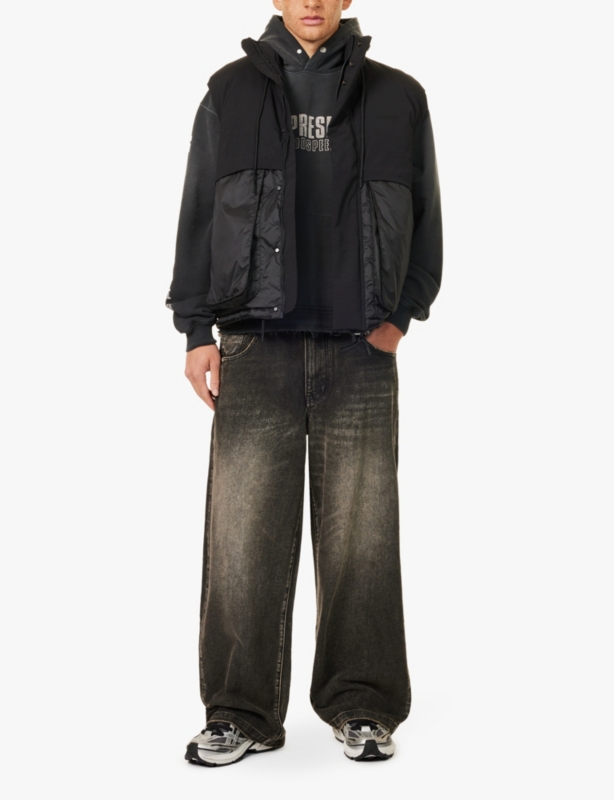 Layered contrast-panel canvas-down gilet