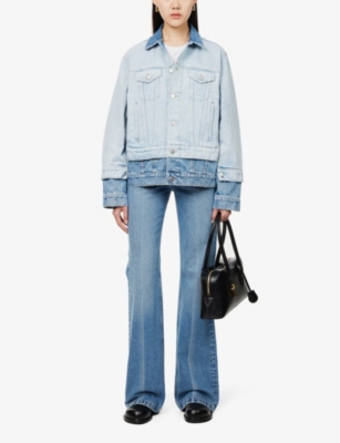 STELLA MCCARTNEY WOMENS TWO TONAL DENIM WASH CONTRAST-PANEL REGULAR-FIT DENIM JACKET 
