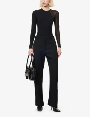 STELLA MCCARTNEY WOMENS BLACK COMPACT MIRACLE LONG-SLEEVE KNITTED BODY