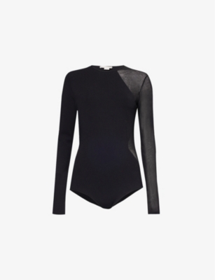 STELLA MCCARTNEY WOMENS BLACK COMPACT MIRACLE LONG-SLEEVE KNITTED BODY