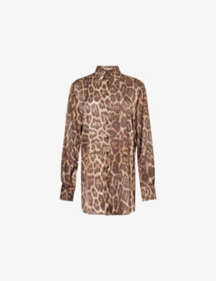 STELLA MCCARTNEY WOMENS STELLA MCCARTNEY LEOPARD-PRINT RELAXED SATIN SHIRT
