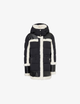 MACKAGE: Lilibeth shearling-trims regular-fit stretch-recycled-nylon down jacket