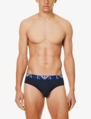 EMPORIO ARMANI: Branded-waistband pack of three stretch-cotton briefs