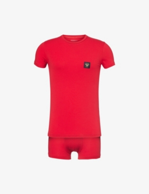 EMPORIO ARMANI: Brand-patch relaxed-fit stretch-cotton set