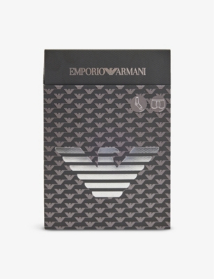 Mens Emporio Armani Brand-Print Regular-Fit Stretch-Cotton Set