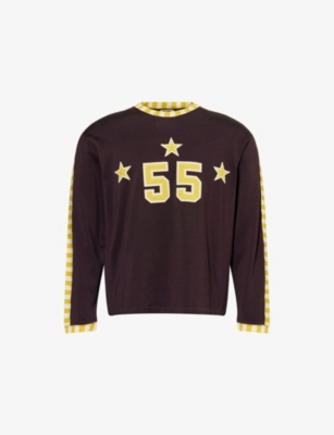 BODE: Medalist Applique Striped Woven T-Shirt