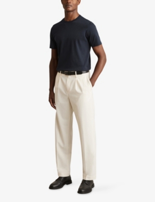 Reiss Mens Navy Count Crewneck Short-sleeve Cotton T-shirt In Blue