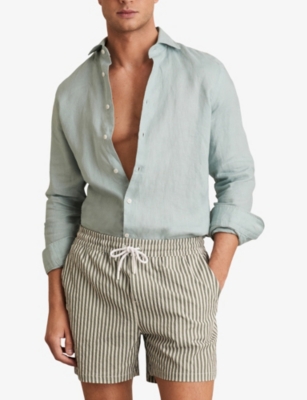 REISS: Bay Seersucker Stripe Swim Shorts