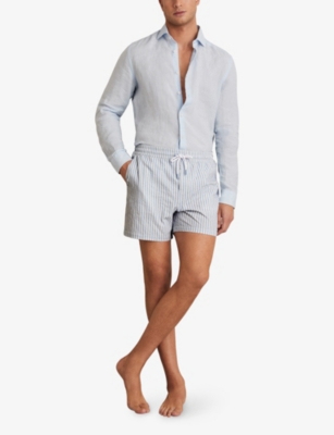 REISS: Bay Seersucker Stripe Swim Shorts