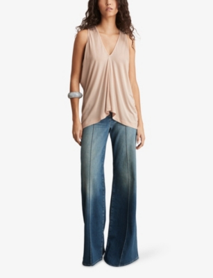 REISS: Freya V-Neck Stretch-Woven Top
