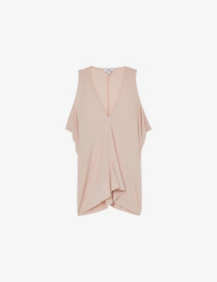 REISS: Freya V-Neck Stretch-Woven Top