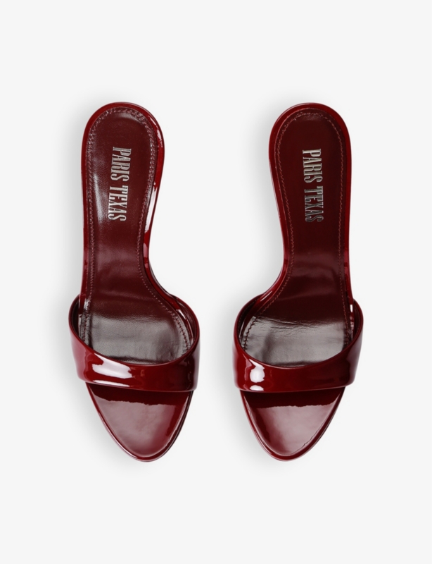 Lidia patent heeled leather mules