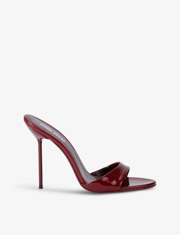 Lidia patent heeled leather mules