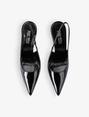 Shop Paris Texas Womens Black Lidia Sling-back Pointed-toe Leather Heels Eur 39.5 / 6.5 Uk