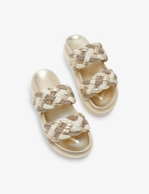 CARVELA WOMENS MAIELLA FLATFORM METALLIC-WEAVE SANDALS GOLD COMB EUR 42/ 9 UK 