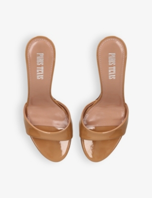 Shop Paris Texas Womens Beige Lidia Patent Heeled Leather Mules Eur 37 / 4 Uk