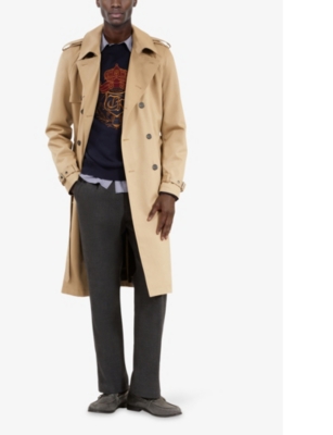 The Kooples Mens Double-breasted Cotton Trench Coat Beige In Beige