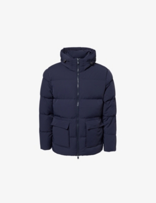 ARNE: Hooded buttoned-pockets relaxed-fit stretch-shell-down jacket