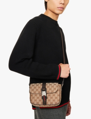 Gucci Mens B.eb/cocoa Mini Gg Canvas Messenger Bag In B.eb/cocoa