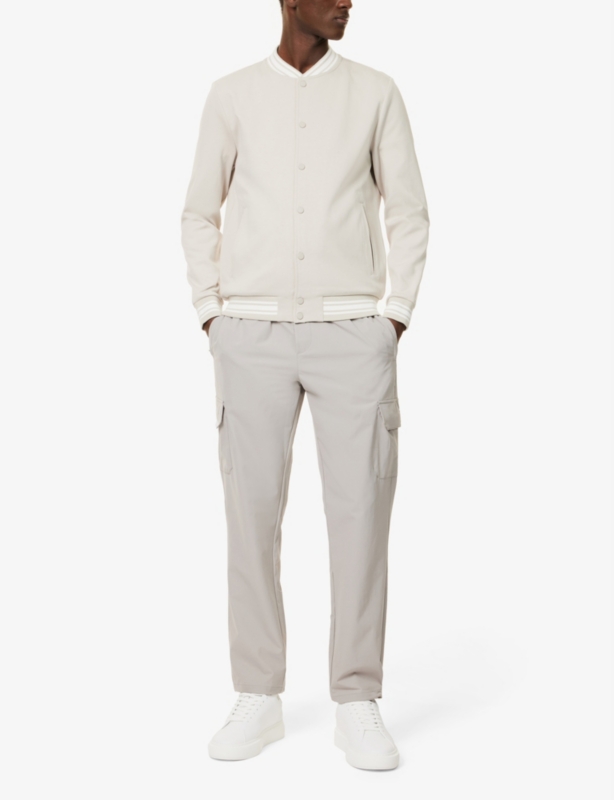 Cargo hook-and-loop-tape-pockets tapered-leg relaxed-fit stretch-woven trousers