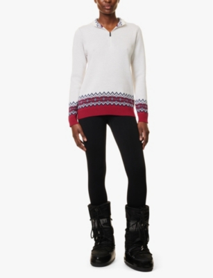 Falke Womens  Ergonomic Sport System Troyer Quarter-zip Wool-blend Knit Jumper In 2040 Offwhite