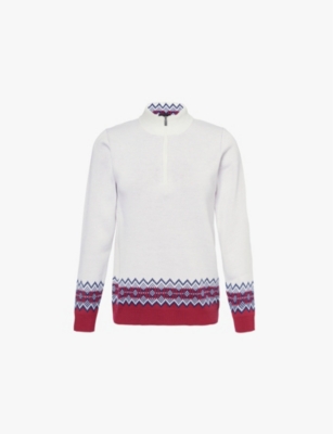 Falke Womens  Ergonomic Sport System Troyer Quarter-zip Wool-blend Knit Jumper In 2040 Offwhite