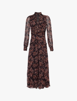 me and em burgundy dress Me+Em Twisted Ribbon Print Maxi Dress - Burgundy Multi - 50% Off