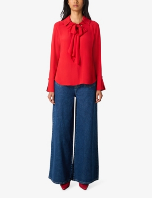 RO&ZO: Tie-neck V-neck woven top