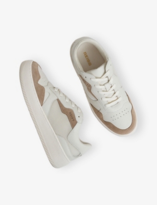 REISS: Ruth Branded Leather Low-Top Trainers