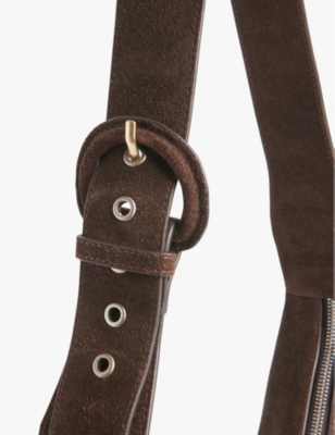 Shop Whistles Womens Brown Sia Curved Suede Cross-body Bag