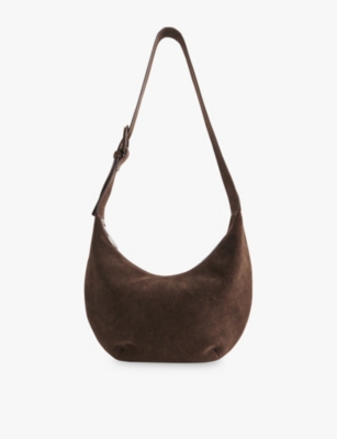 Whistles Womens Brown Sia Curved Suede Cross-body Bag In Brown