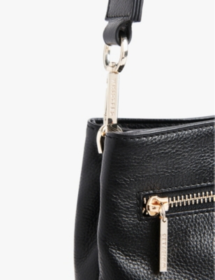 Whistles Womens Black Dion Double-pouch Leather Bucket Bag In Black