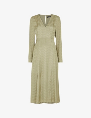 WHISTLES: Jacquard graphic-print long-sleeve woven midi dress