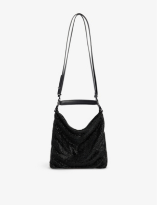 Shop Benedetta Bruzziches Womens James Bond Jet Black Bella Ciao Mesh Shoulder Bag