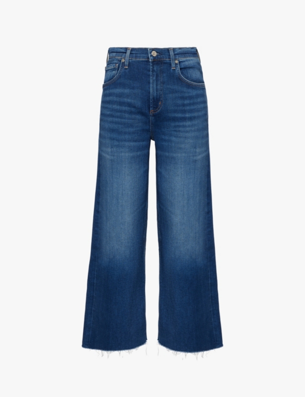 Lyra cropped wide-leg stretch-denim jeans