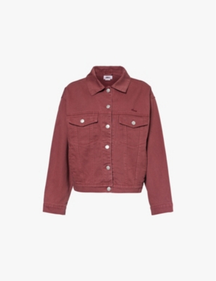 Obey Womens  Darla Trucker Oversized Denim Jacket In Wine