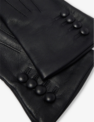DENTS: Natalie button-embellishment leather gloves