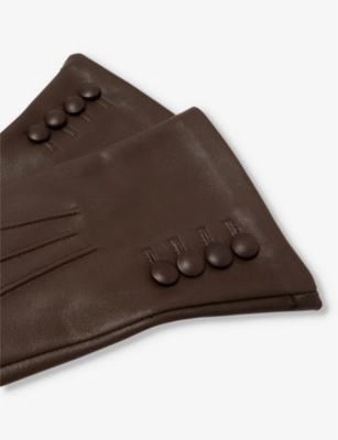 Dents Womens Mocca Natalie Button-embellishment Leather Gloves In Mocca