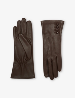 DENTS: Natalie button-embellishment leather gloves
