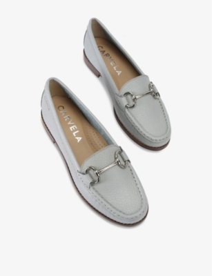 Carvela Comfort Womens Pale Blue Click Chain-embellished Flat Leather Loafers In Pale Blue