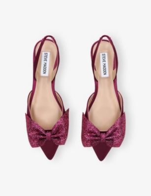 STEVE MADDEN: Cristel Bow-Embellished Satin Ballet Flats