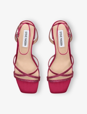 STEVE MADDEN: Gabby Diamante-Embellished Heeled Satin Sandals