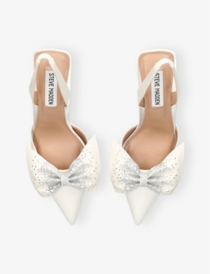 Steve Madden Womens  Nite Owl Bow-embellished Satin Courts In Cream