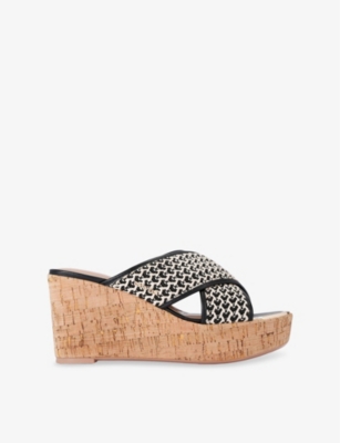 CARVELA: Sorrento Crossover-Strap Raffia Wedges