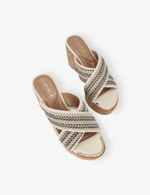 CARVELA: Sorrento Crossover-Strap Raffia Wedges