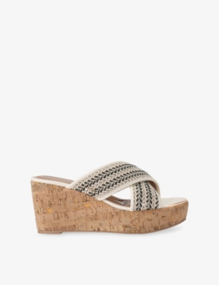 CARVELA: Sorrento Crossover-Strap Raffia Wedges