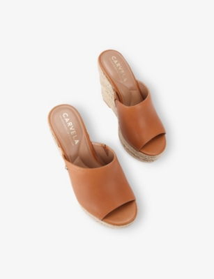 CARVELA COMFORT: Fiorella Logo-Embellished Leather Wedges